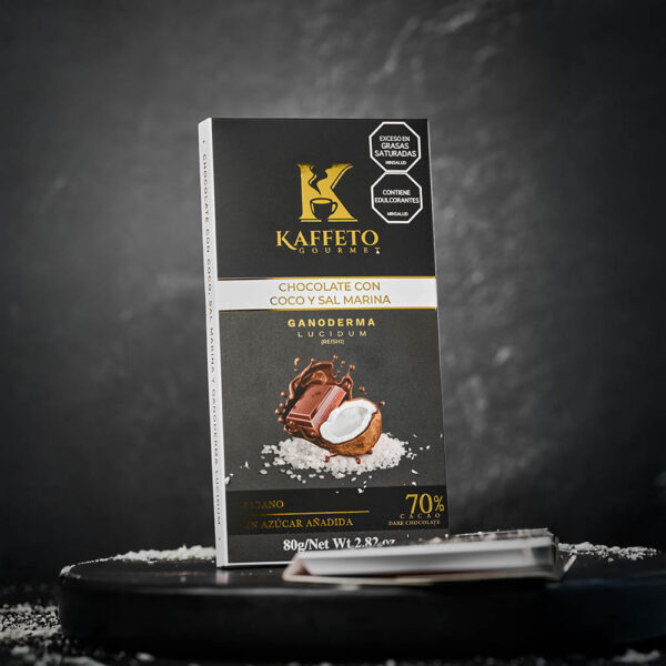 4 Barras de Chocolate con Coco, Sal Marina y Ganoderma Lucidum