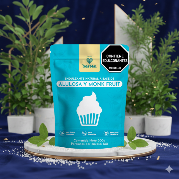 Endulzante Natural a Base de:  ALULOSA Y MONK FRUIT 200 Gramos